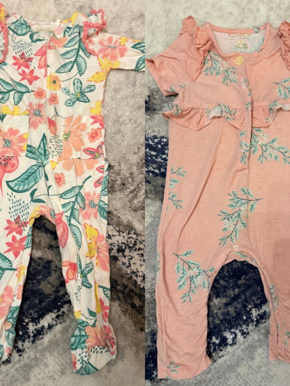 Jessica Simpson Baby Girls 6-9M Floral Romper One Piece Lot of 2